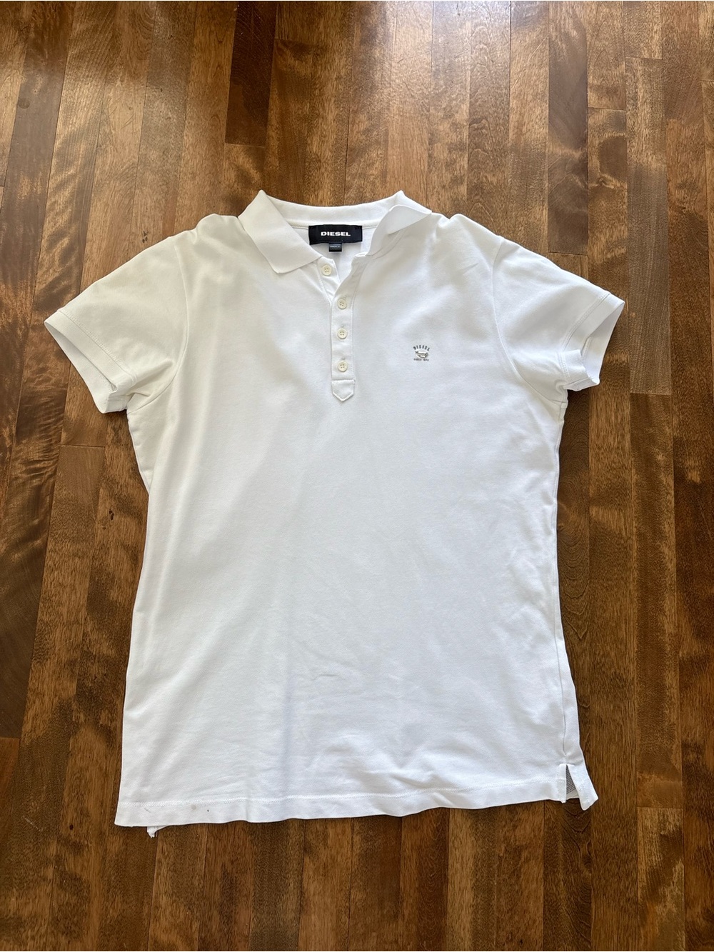 Diesel White Men’s Polo Shirt with Small stains at bottom